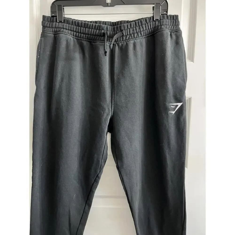 Gymshark Tapered Sweatpants Black Cotton Blend Men’s Sz Large Fleece Gym